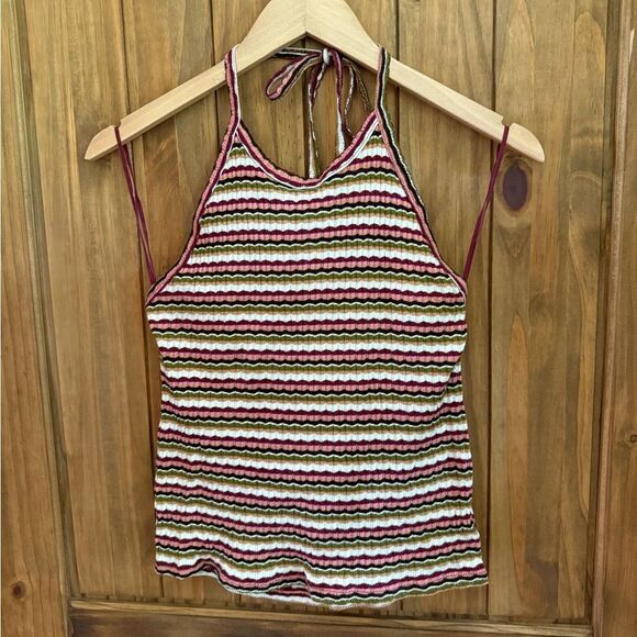 American Eagle Striped Ribbed Halter Top in Multicolor - Picture 2 of 8